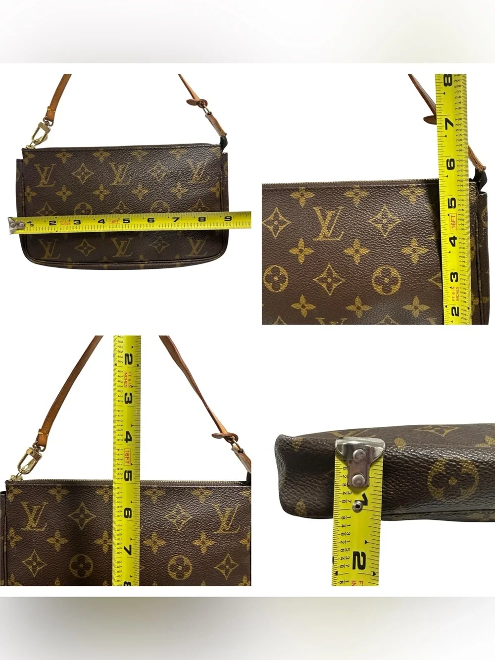 Louis Vuitton Monogram & Vachetta Leather Pochette Mini Bag - Picture 13 of 16
